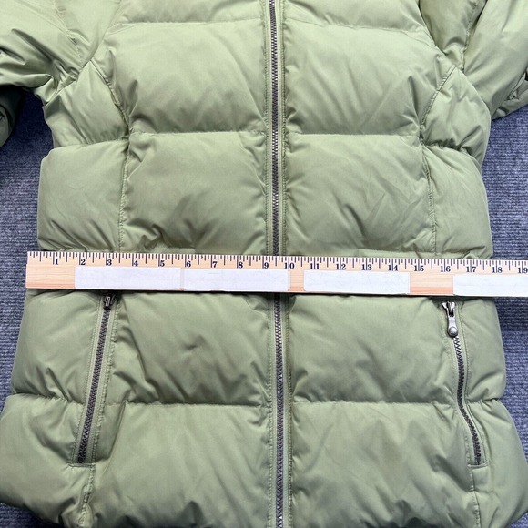 Vtg Old Navy Down Puffer Jacket Womens Small Green Packable Hood Fleece Lined - Picture 14 of 16